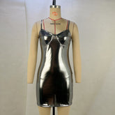 Mini robe moulante à taille élastique en métal pour boîte de nuit